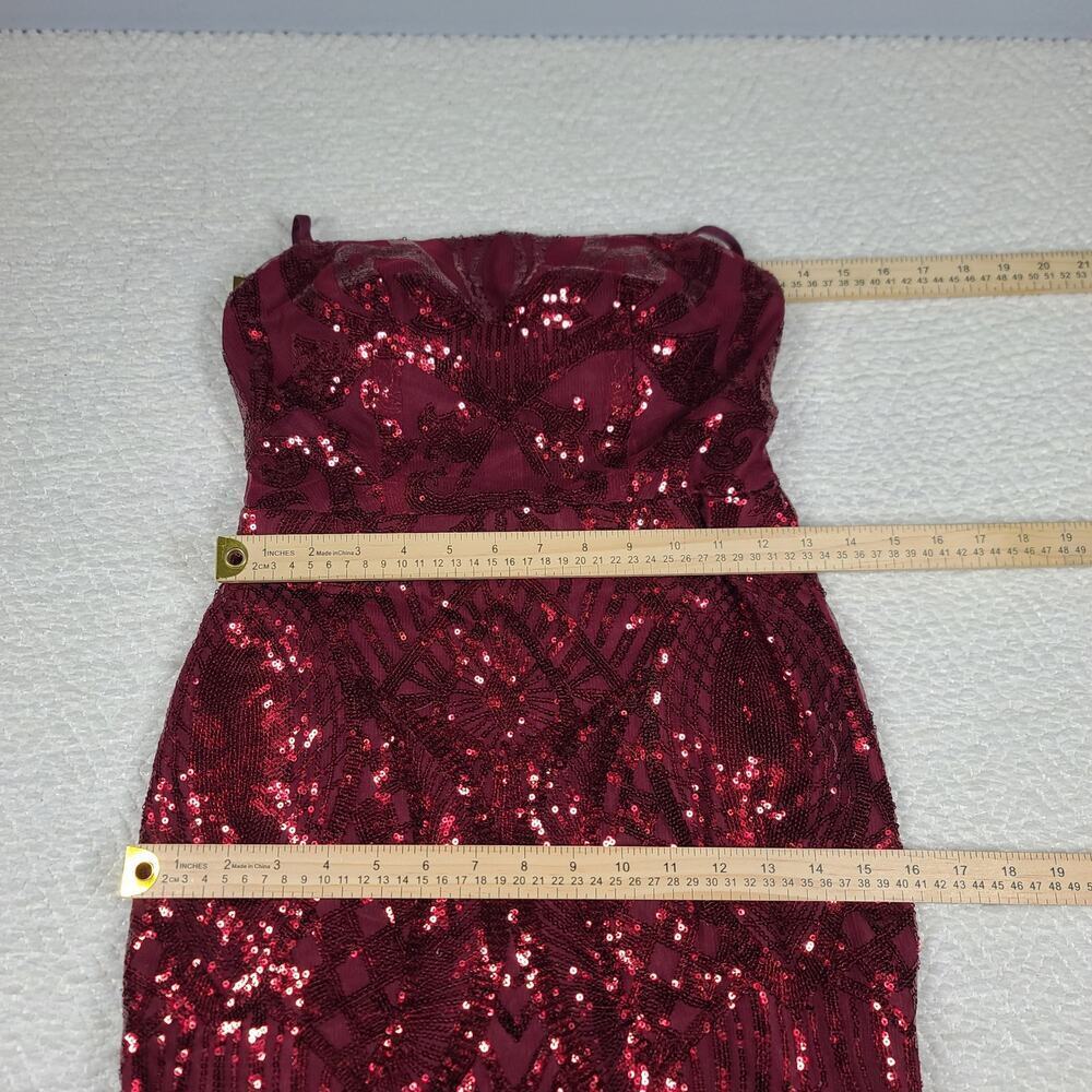 Sparkly Sequin Homecoming mini Dress Wine Cocktail Dress Spaghetti Strap Size 0 - Picture 8 of 11